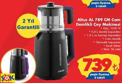 ALTUS AL 789 CM CAM DEMLİKLİ ÇAY MAKİNESİ